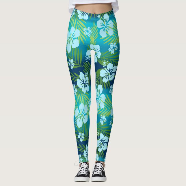 Leggings Kalani Tie Dye Mezcla Hibiscus Tropical - Verde az (Anverso)