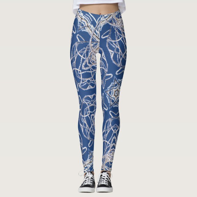 Leggings Kaleidoscope Azul brillante, blanco, una sola estr (Anverso)