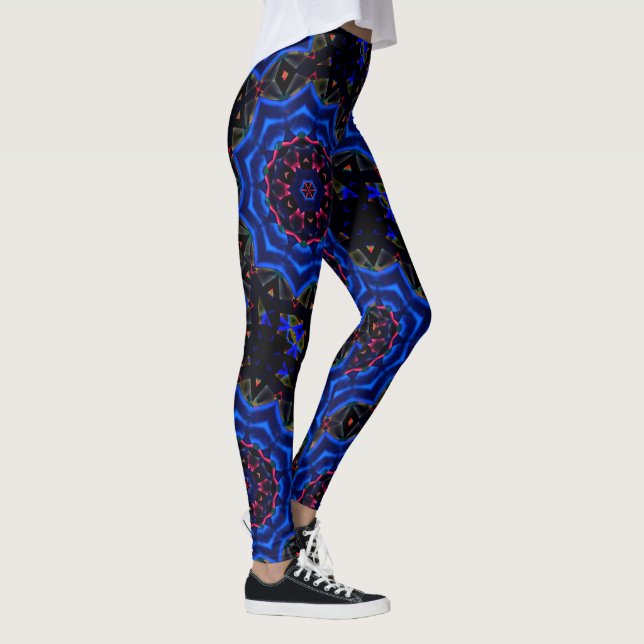 Leggings Kaleidoscopio con círculo, salmón a gradiente azul (Derecha)