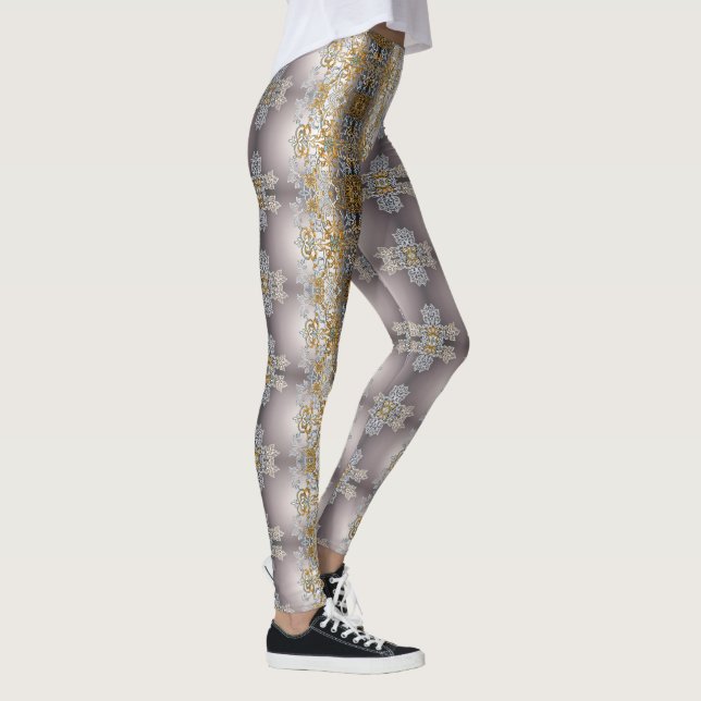 Leggings Kaleidoscopio De Tapiz De Oro Y Plata (Derecha)