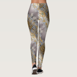 Leggings Kaleidoscopio De Tapiz De Oro Y Plata