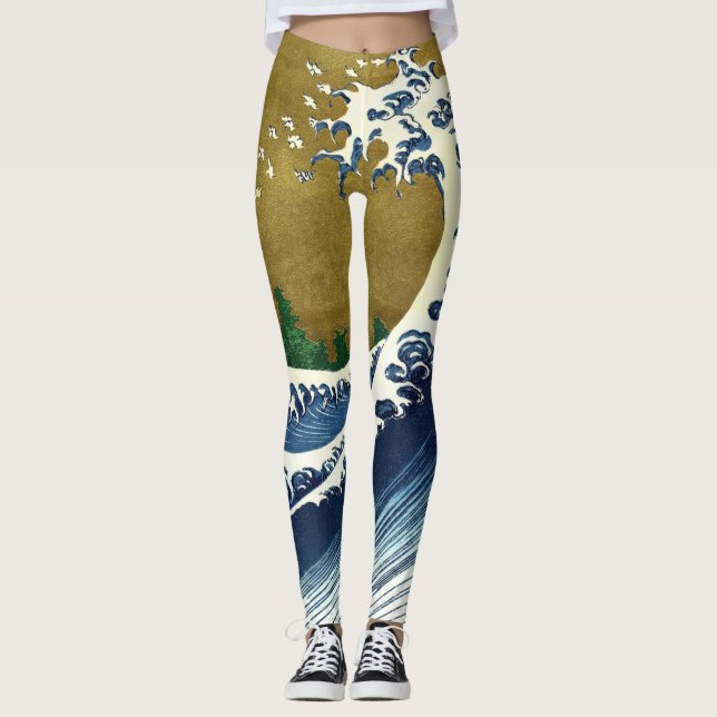 Leggings Katsushika Hokusai - Ola grande de color (Anverso)