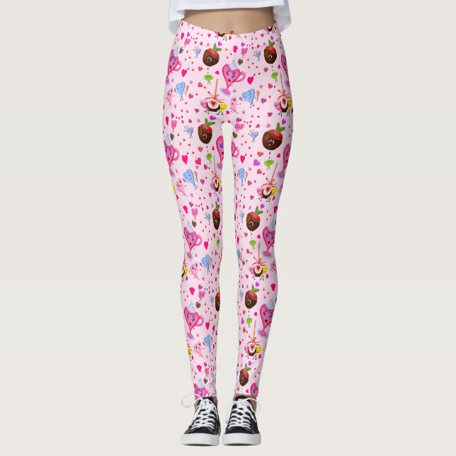 Leggings Kawaii Corazones Dulces Y Chocolate (Anverso)