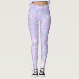 Leggings Kawaii Cute Boho Swirly Pastel Cotton Candy Marble