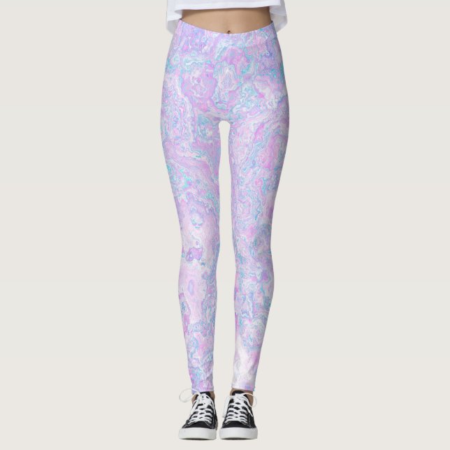 Leggings Kawaii Cute Boho Swirly Pastel Cotton Candy Marble (Anverso)