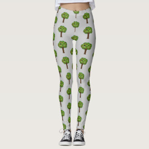 Leggings Kawaii feliz árbol de manzanas