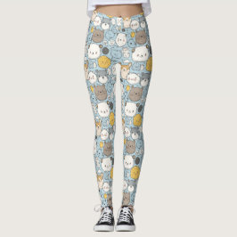 Leggings Kawaii Frenzy: Auténtico doodle de animales comest