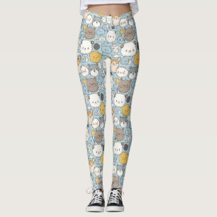 Leggings Kawaii Frenzy: Auténtico doodle de animales comest