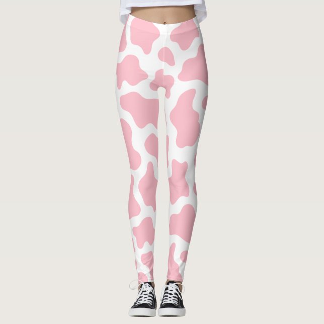 Leggings kawaii impreso en vaca rosa pastel (Anverso)
