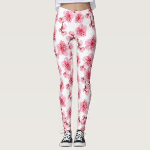 Leggings kawaii pink cherry blossoms
