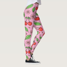 Leggings Kawaii Red Cherry Vibes Cute Girly Aesthetic