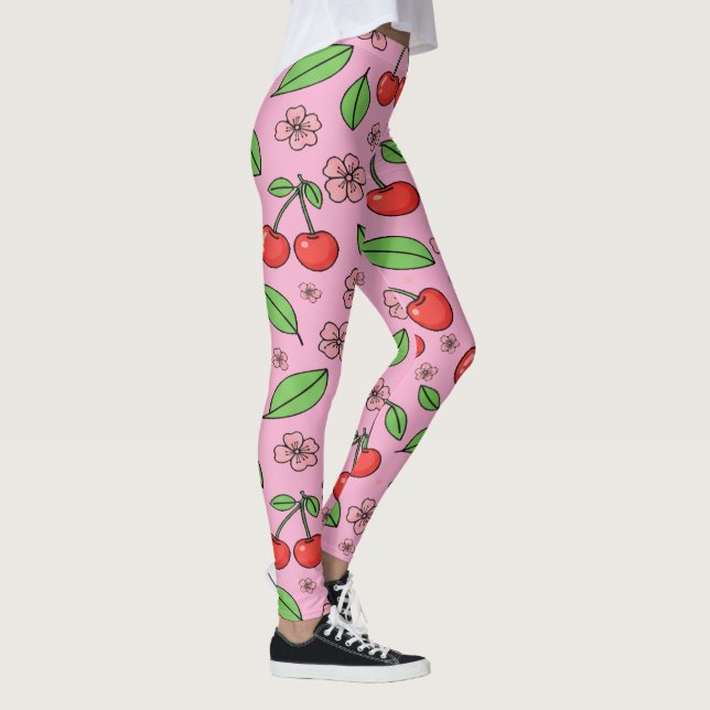 Leggings Kawaii Red Cherry Vibes Cute Girly Aesthetic (Derecha)