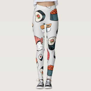 Leggings Kawaii Sushi Rolls Patrón Espectro De Sneakers Leg