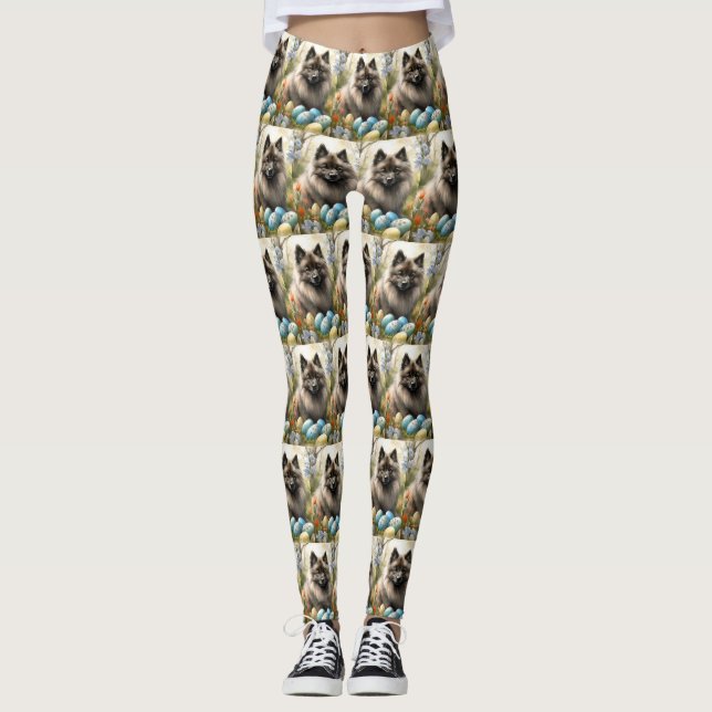 Leggings Keeshond con huevos de Pascua (Anverso)