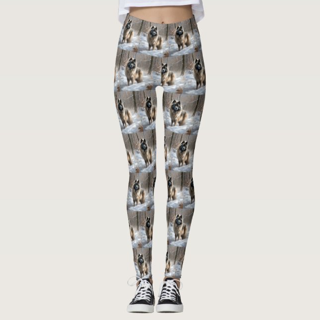 Leggings Keeshond Deja que nieve Navidad (Anverso)