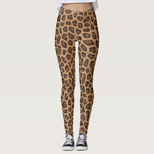 Leggings Khaki Braune Jaguar Flecken Druck (Anverso)