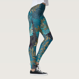 Leggings Kimono de seda azul japonés