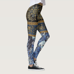 Leggings Kimono floral azul imperial