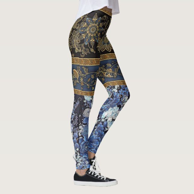 Leggings Kimono floral azul imperial (Derecha)