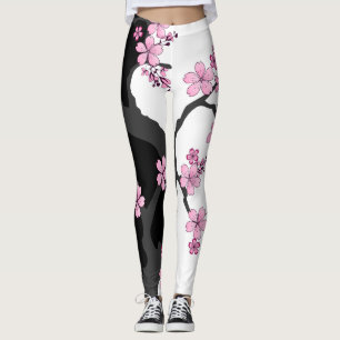 Leggings Kimono japonés negro y blanco