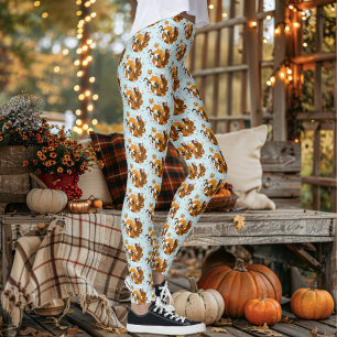 Leggings Kitsune Zorro Caprichoso Flor de Cerezo Azul Fanta