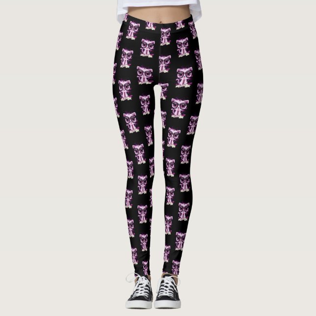 Leggings Kitty Niza - Blanco y Púrpura (Anverso)