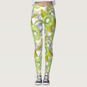 Leggings Kiwi, frugal, verde y blanco, fresco, jugoso, blan