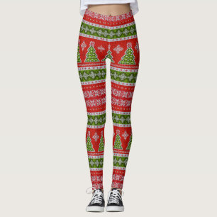 Leggings Knit Sweater look, Navidades rojos blancos y verde