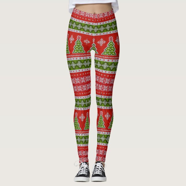 Leggings Knit Sweater look, Navidades rojos blancos y verde (Anverso)