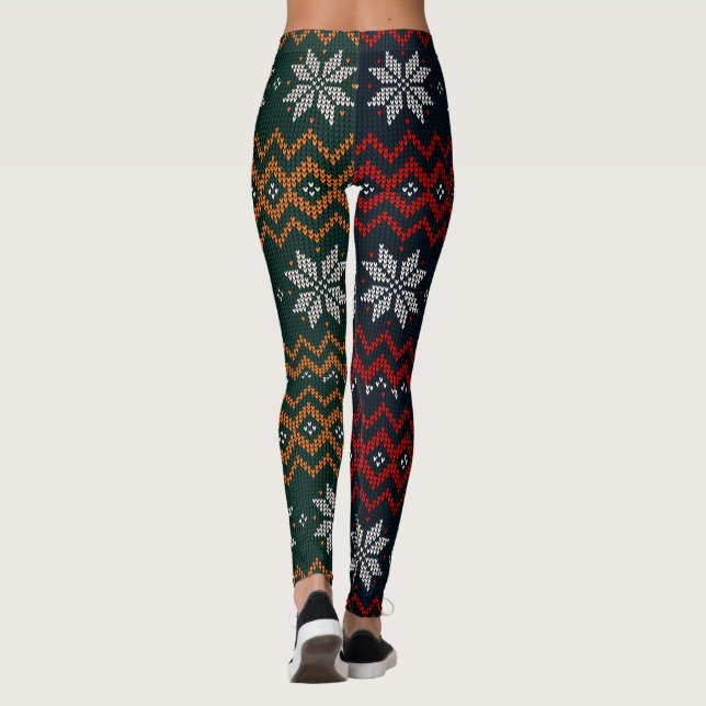 Leggings Knitted Christmas And New Year Flower Pattern Mom (Reverso)