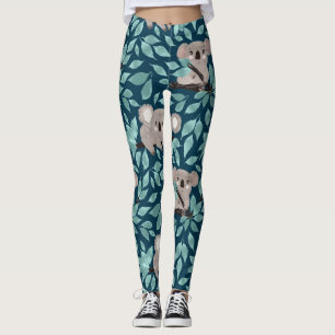 Leggings Koala Bear Verde azuladas Piernas Azules