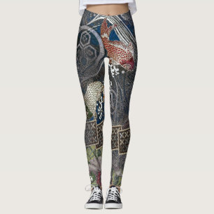 Leggings Koi de seda bordado japonés