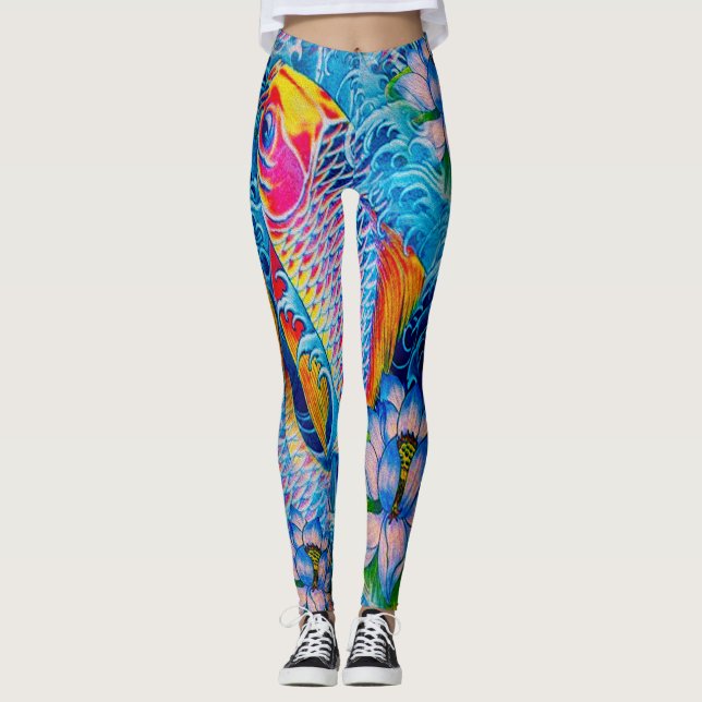 Leggings Koi y lirios en agua (Anverso)