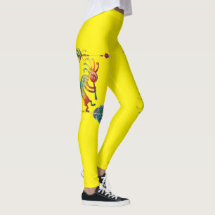 Leggings Kokopelli nativo americano con dos plumas 1