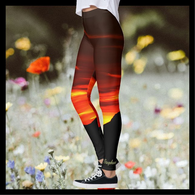 Leggings Kolob Sunset, Red Gold Name on Ankle (Subido por el creador)