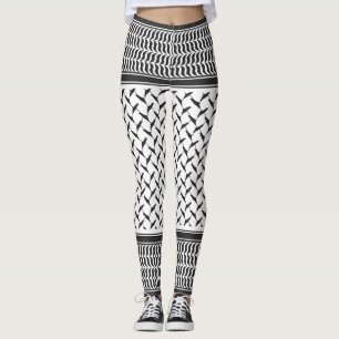 Leggings Kuffiya jordano palestino blanco y negro