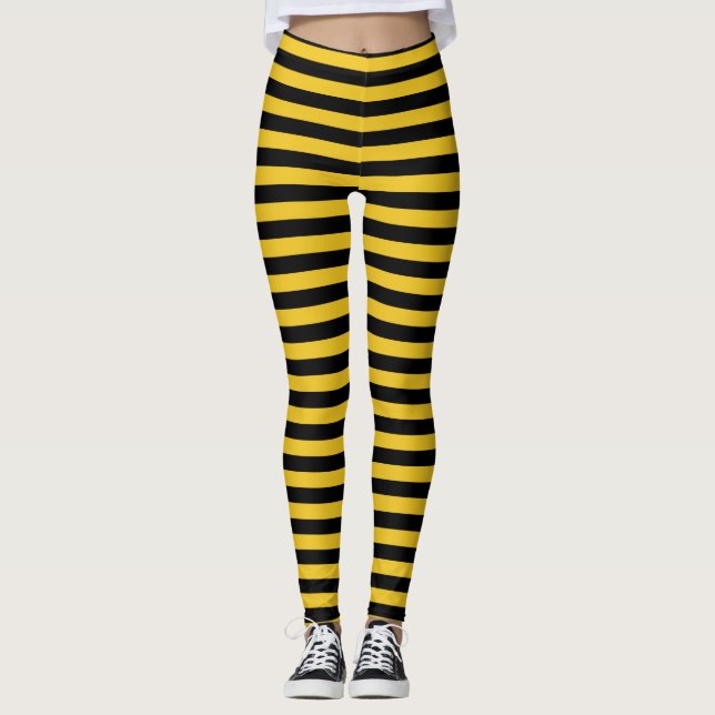 Leggings La abeja amarilla negra tiene gusto de rayas (Anverso)