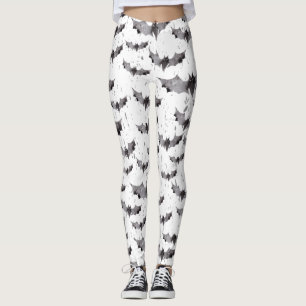 Leggings La acuarela negra y blanca linda golpea Halloween