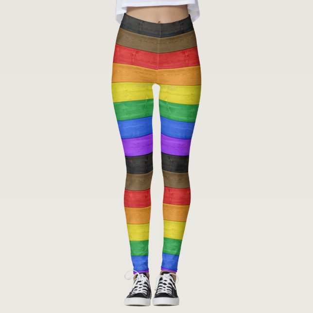 Leggings La bandera del orgullo gay inclusivo de SlipperyJo (Anverso)