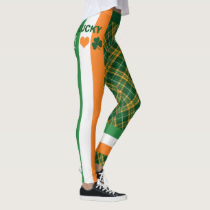 Leggings La bandera irlandesa del día de San Patricio raya