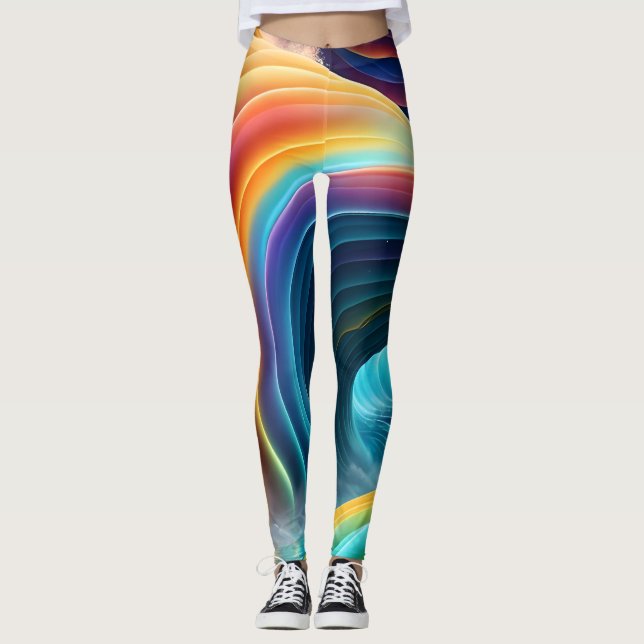 Leggings La brillante y brillante cascada arcoiris (Anverso)