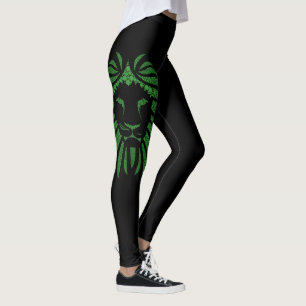 Leggings La cabeza verde del león va los leones en