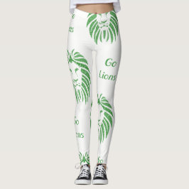 Leggings La cabeza verde del león va los leones en