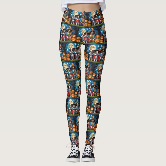 Leggings La calabaza de perros chinos japoneses Halloween e (Anverso)