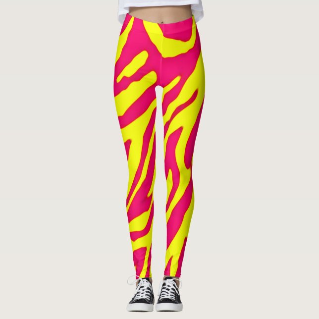 Leggings La cebra rara raya las polainas rosadas y (Anverso)