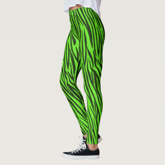Leggings La cebra verde raya el modelo del estampado de