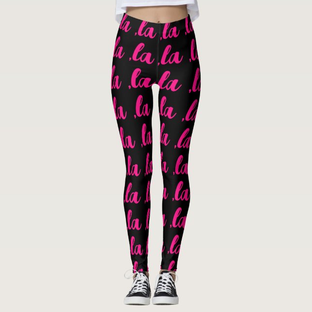 Leggings ,la coma Kamala pronuncia texto rosa caliente negr (Anverso)