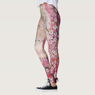 Leggings La flor de cerezo de Sakura del rosa del oro de
