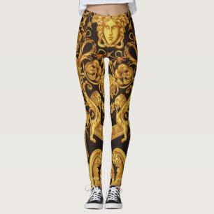 Leggings la Gorgona Medusa Dorada con Arabescos