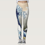 Leggings La gran ola de Kanagawa<br><div class="desc">Arte japonés vintage La Gran Ola de Kanagawa o la ola.. impresionante obra de arte al estilo ukiyo-e del gran maestro Katsushika Hokusai.. arte vintage sobre productos de la época moderna,  leggantas impresas completas de Ricaso</div>